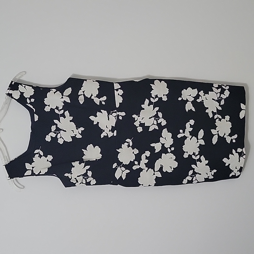 Talbots Navy Floral Sleeveless Dress, Size 8 Petite